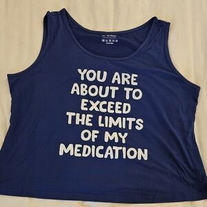 Blue Tank Top with Bold White Text